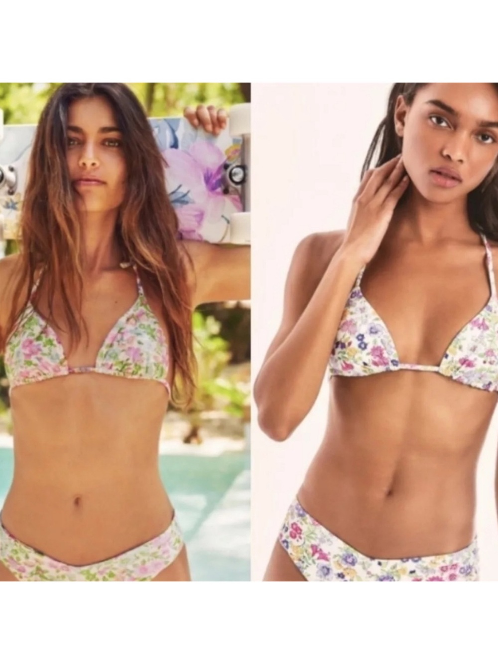 Hurley x LoveShackFancy Floral Triangle Bikini Size Large Reversible